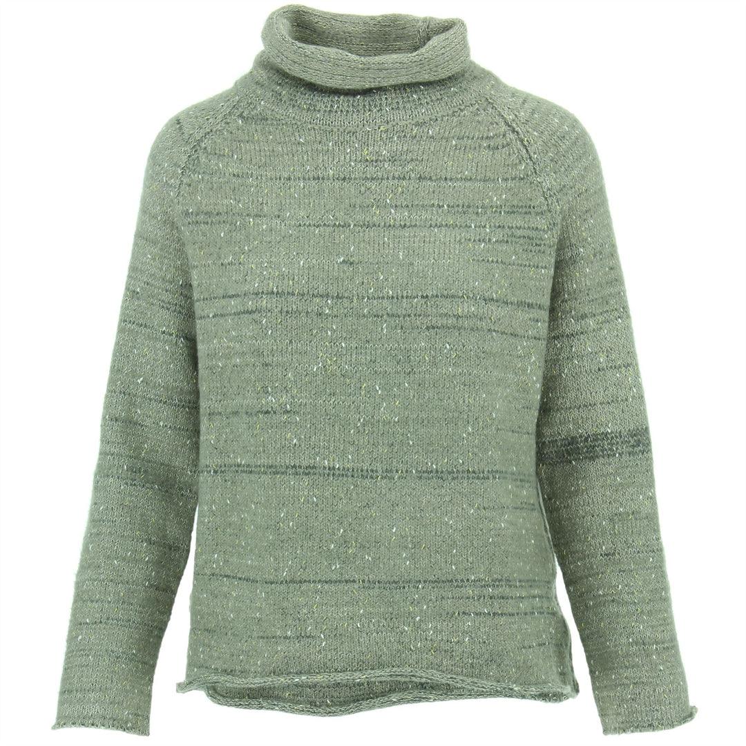 Roll Neck Space Dye Knit Jumper - Grey Nougat