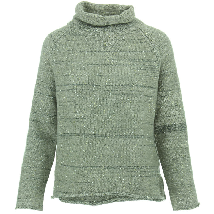 Roll Neck Space Dye Knit Jumper - Grey Nougat