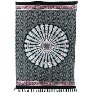 Viskose rayon sarong - mandala - sort