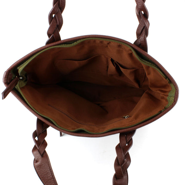 Large Canvas Shopper Bag Handbag - Brown