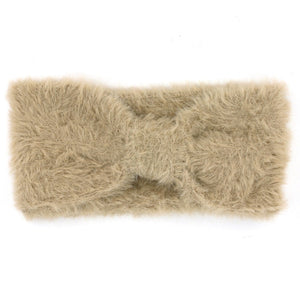 Bowknot Faux Fur Headband - Beige
