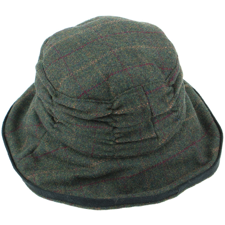 Ladies Wool Tweed Cloche Hat - Green