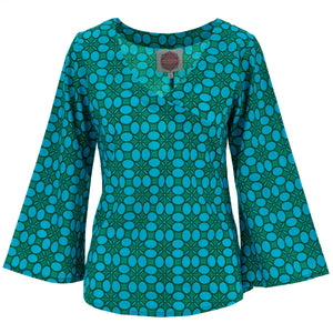 Wrap Top med Bell Sleeve - Geo Delight