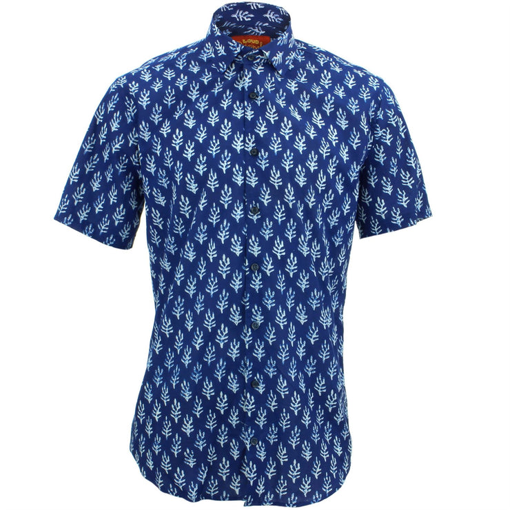 Tailored Fit Short Sleeve Shirt - Block Print - Seaweed