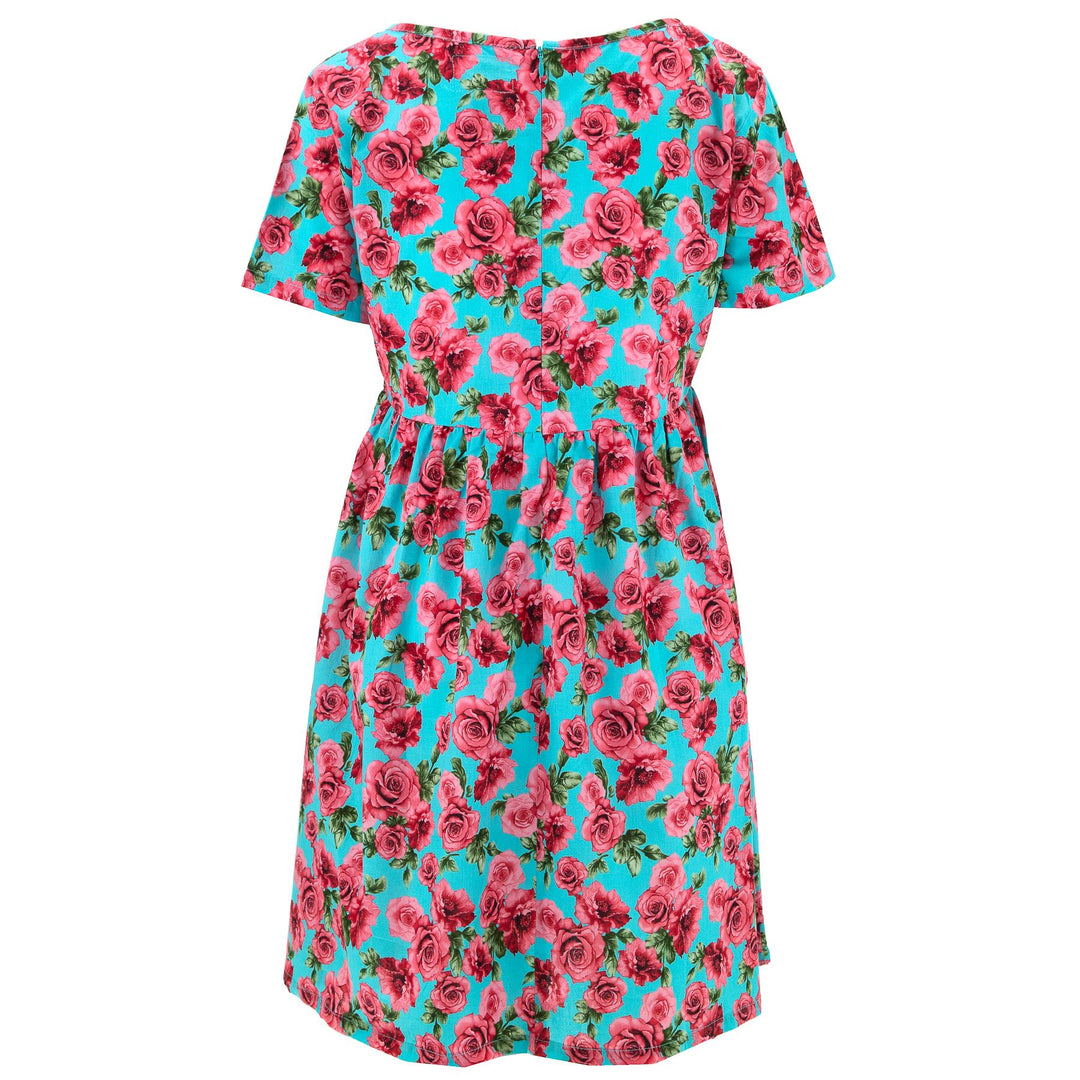 Empire Line Tea Dress - Blush Roses