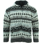 Hand Knitted Wool Hooded Jacket Cardigan - 17 Grey