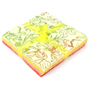 Cotton Batik Charm Pack Pre Cut Fabric Bundle - Jaunes aux rouges
