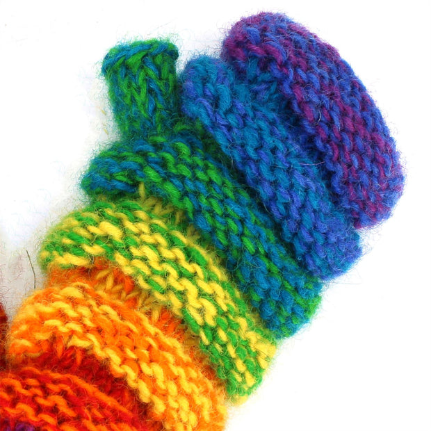Wool Knit Arm Warmer - Ruched - SD Shredded Rainbow