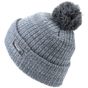 Childrens 2-Tone Bobble Beanie Hat with Turn-up - Grey