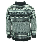 Hand Knitted Wool Jacket Cardigan - Fairisle Charcoal