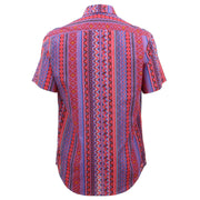 Tailored Fit Short Sleeve Shirt - Purple & Red Aztec