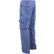 Classic Nepalese Lightweight Cotton Striped Cargo Trousers Pants - Blue