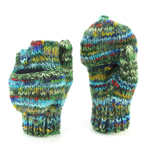 Gants de tir en laine tricotés à la main - mélange vert sd