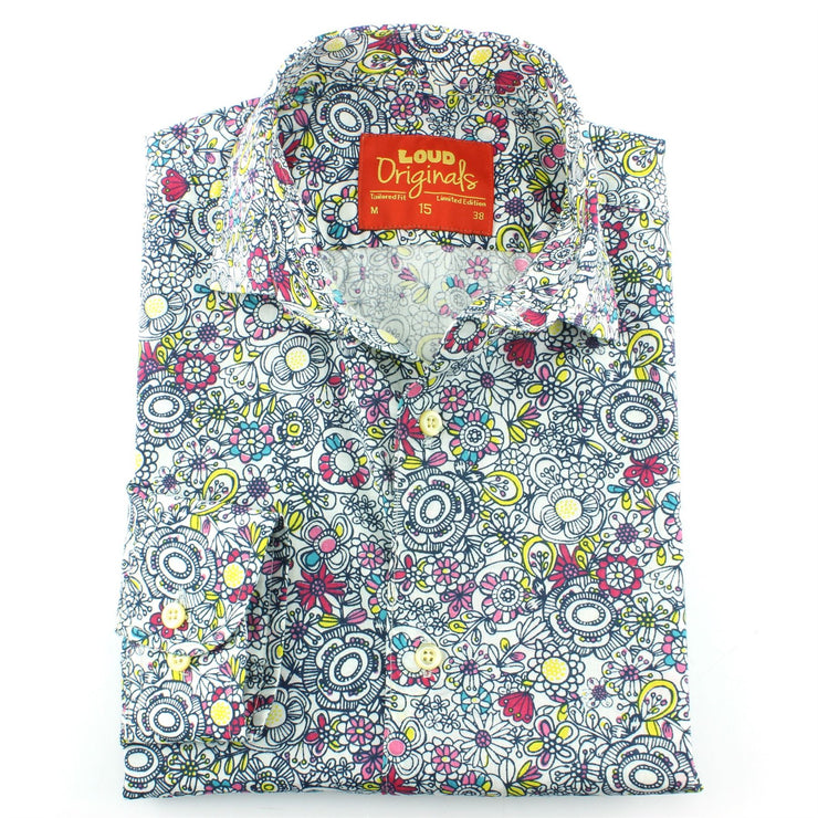 Tailored Fit Long Sleeve Shirt - Floral Sketch