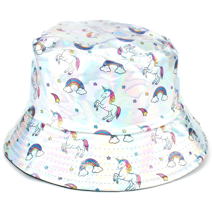 Holographic Bucket Hat - Shiny Unicorn Silver