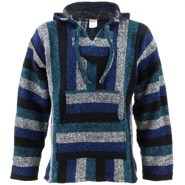 Mexican Baja Jerga Hoody - Cool Blue