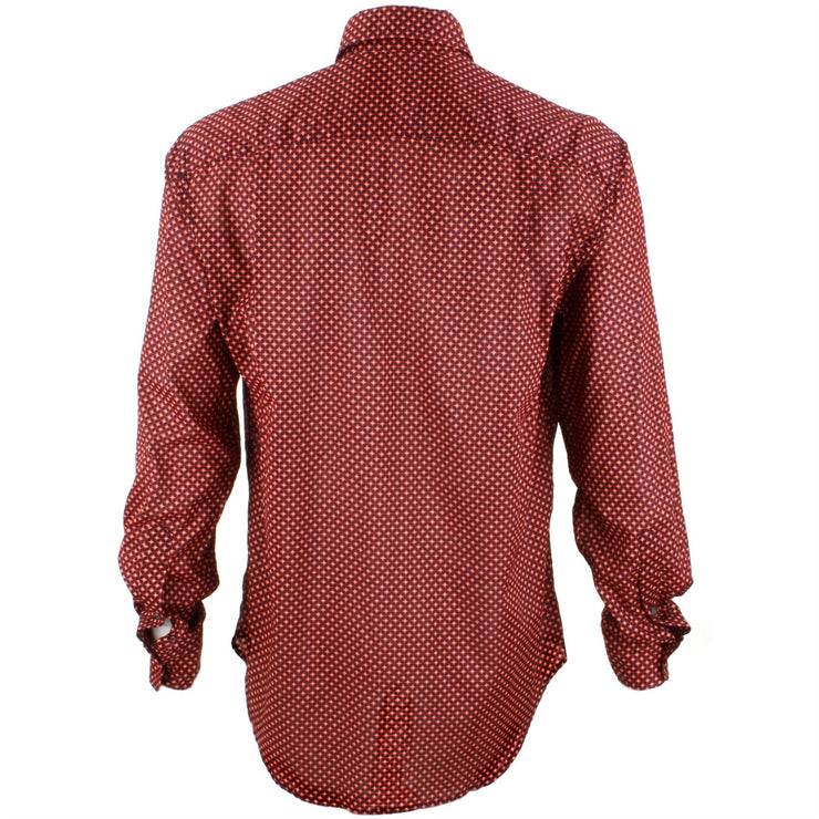 Regular Fit Long Sleeve Shirt - Dark Red Abstract