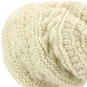 Wool Knit Beanie Hat - Cream