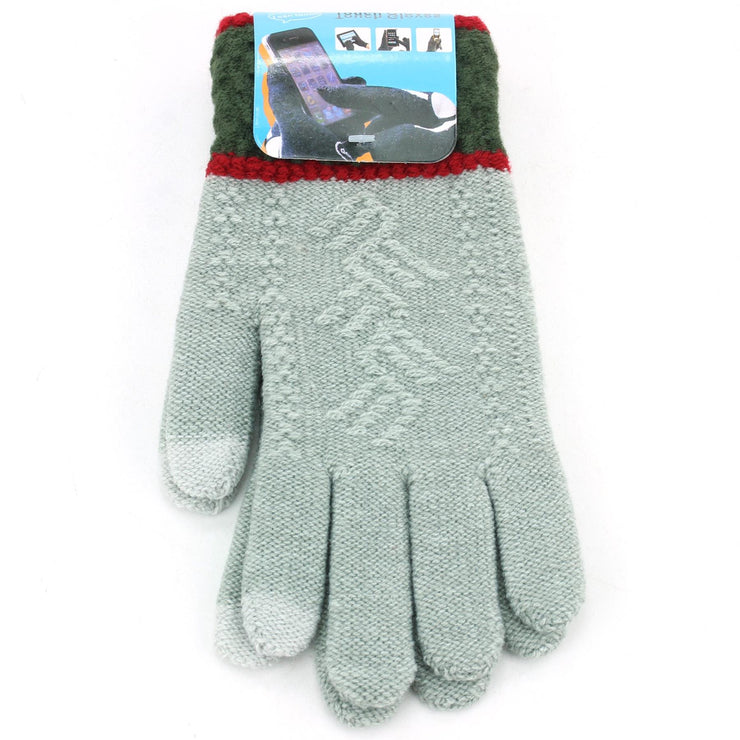 Two-Tone Touch Screen Gloves - Grey Green