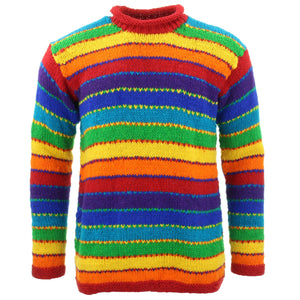 Pull en laine tricoté main - tik tik arc-en-ciel