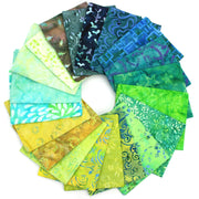 Cotton Batik Pre Cut Fabric Bundles - Fat Quarter - Greens & Blues