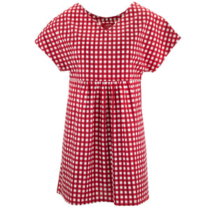 Robe courte droite Lolo - carreaux rouges