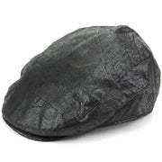 Leather Effect Flat Cap - Black