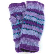 Wool Knit Arm Warmer - Stripe - Purple