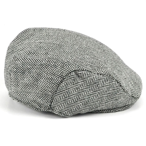 Classic Herringbone country flat cap - Black & white