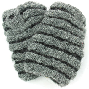 Manchettes en tricot de laine - froncé - gris