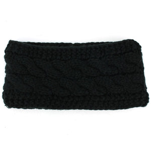 Gestricktes geripptes Stirnband – schwarz