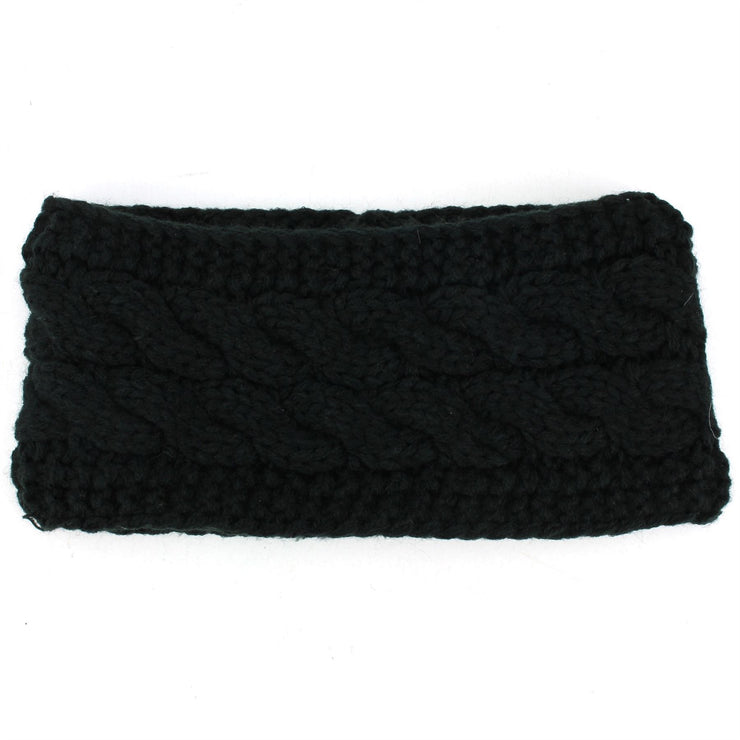 Knitted Ribbed Headband - Black