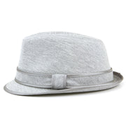 Simple grey cotton trilby hat with band and trim - Grey