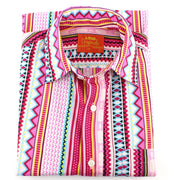 Tailored Fit Short Sleeve Shirt - Pink Aztec