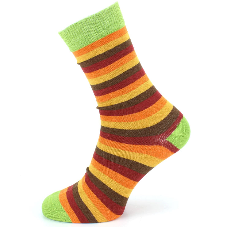 Bamboo Socks - Stripe - Orange Brown