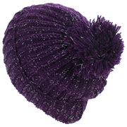 Tinsel Bobble Beanie Hat - Purple