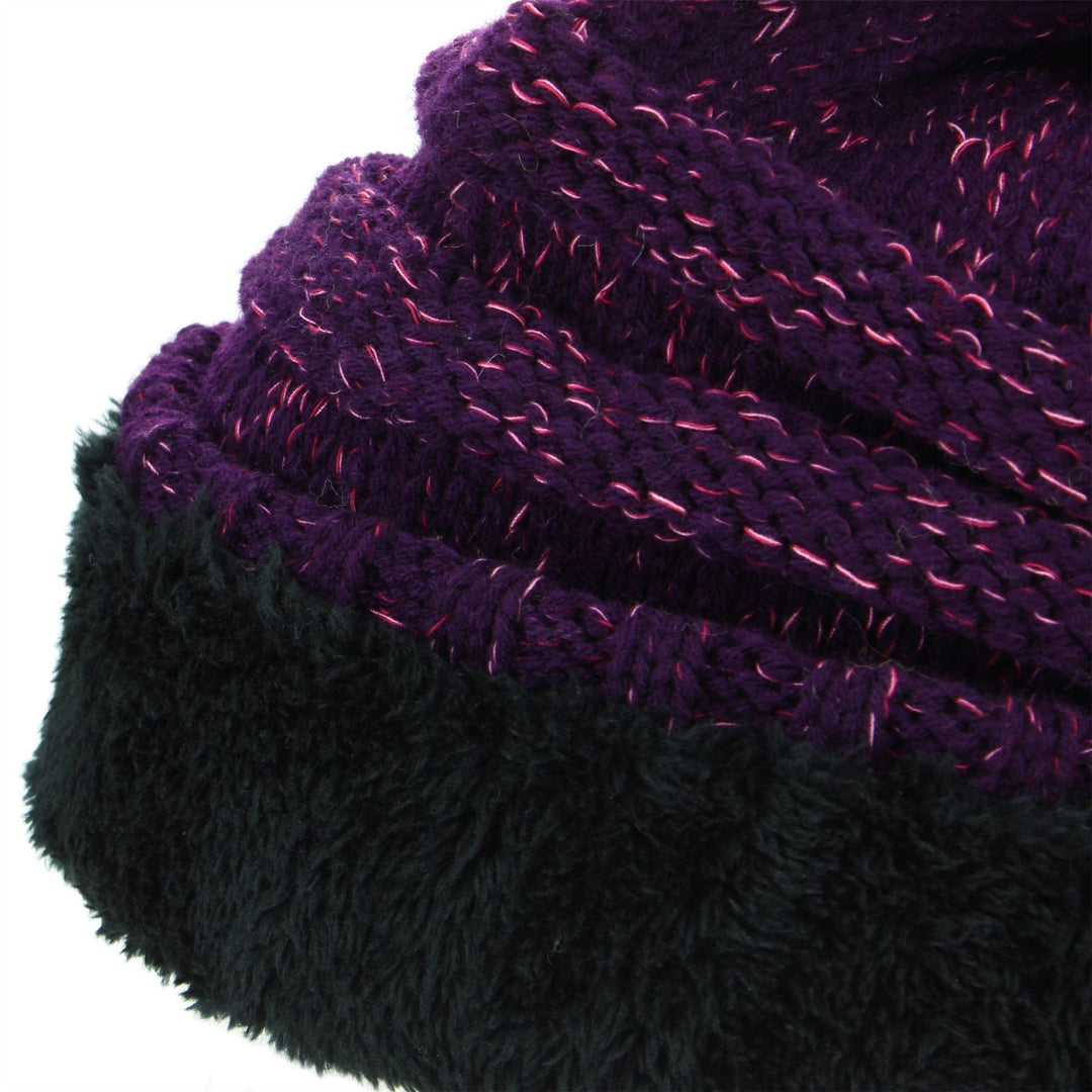 Acrylic Knit Baggy Beanie Bobble Hat