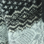 Wool Knit Fairisle Mittens - Black