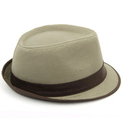 Cotton trilby hat with faux leather band and trim - Beige