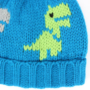 Children's Dinosaur Beanie Bobble Hat - Blue