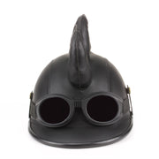 Saw Blade Mohawk Horned Novelty Festival Helmet with Goggles - Black