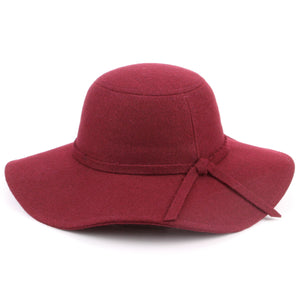 Floppy hat i uldfilt med bred skygge - Vin (One Size)