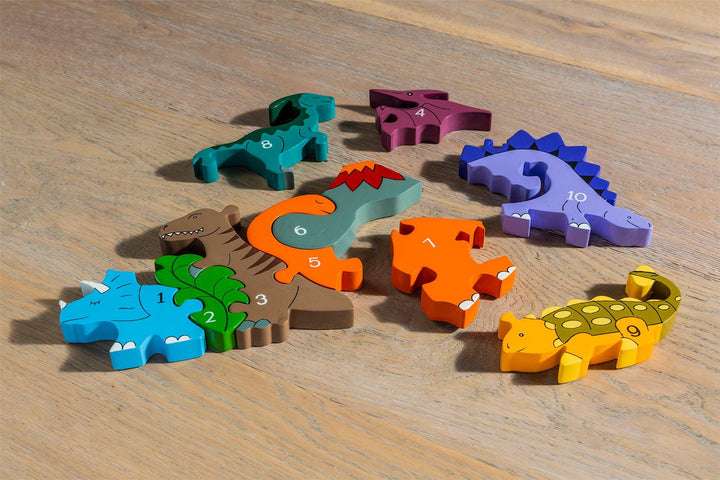 Handmade Wooden Jigsaw Puzzle - Number Dinosaurs
