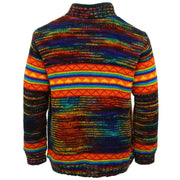 Hand Knitted Wool Jacket Cardigan - SD Black Rainbow Orange
