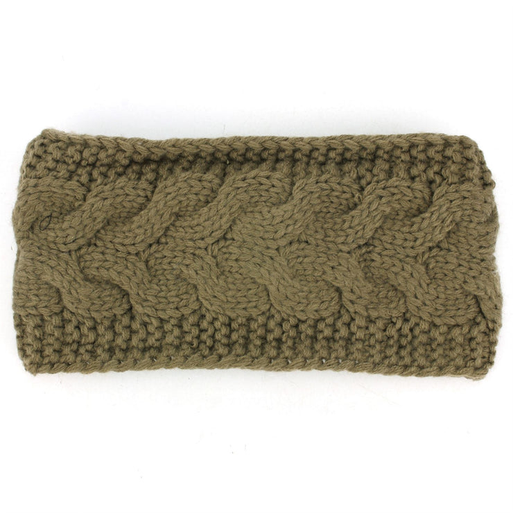Knitted Bowknot Ribbed Headband - Brown