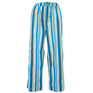 Pantalon ample d'été - rayure bleu gris