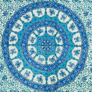 Block Printed Mandala Wall Hanging - Azure Blue