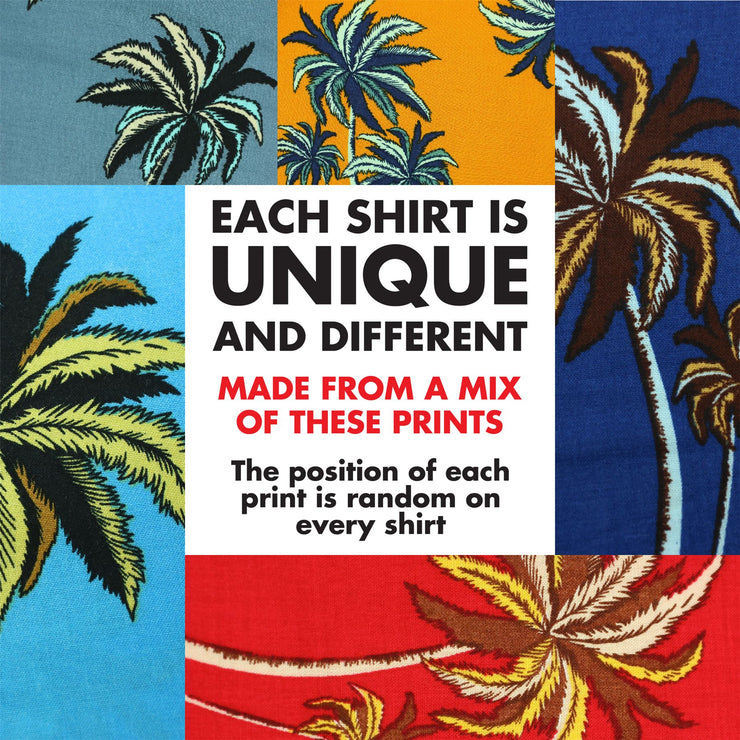 Regular Fit Short Sleeve Shirt - Random Mixed Panel - Palm Trees