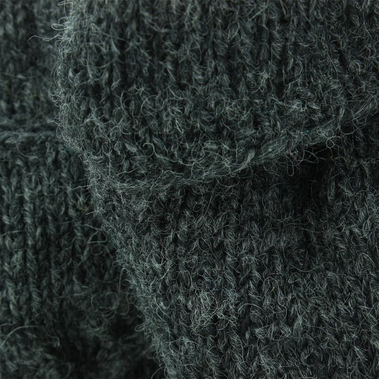 Chunky Wool Knit Fingerless Shooter Gloves - Plain - Charcoal Grey