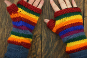 Wool Knit Arm Warmer - Stripe - Rainbow